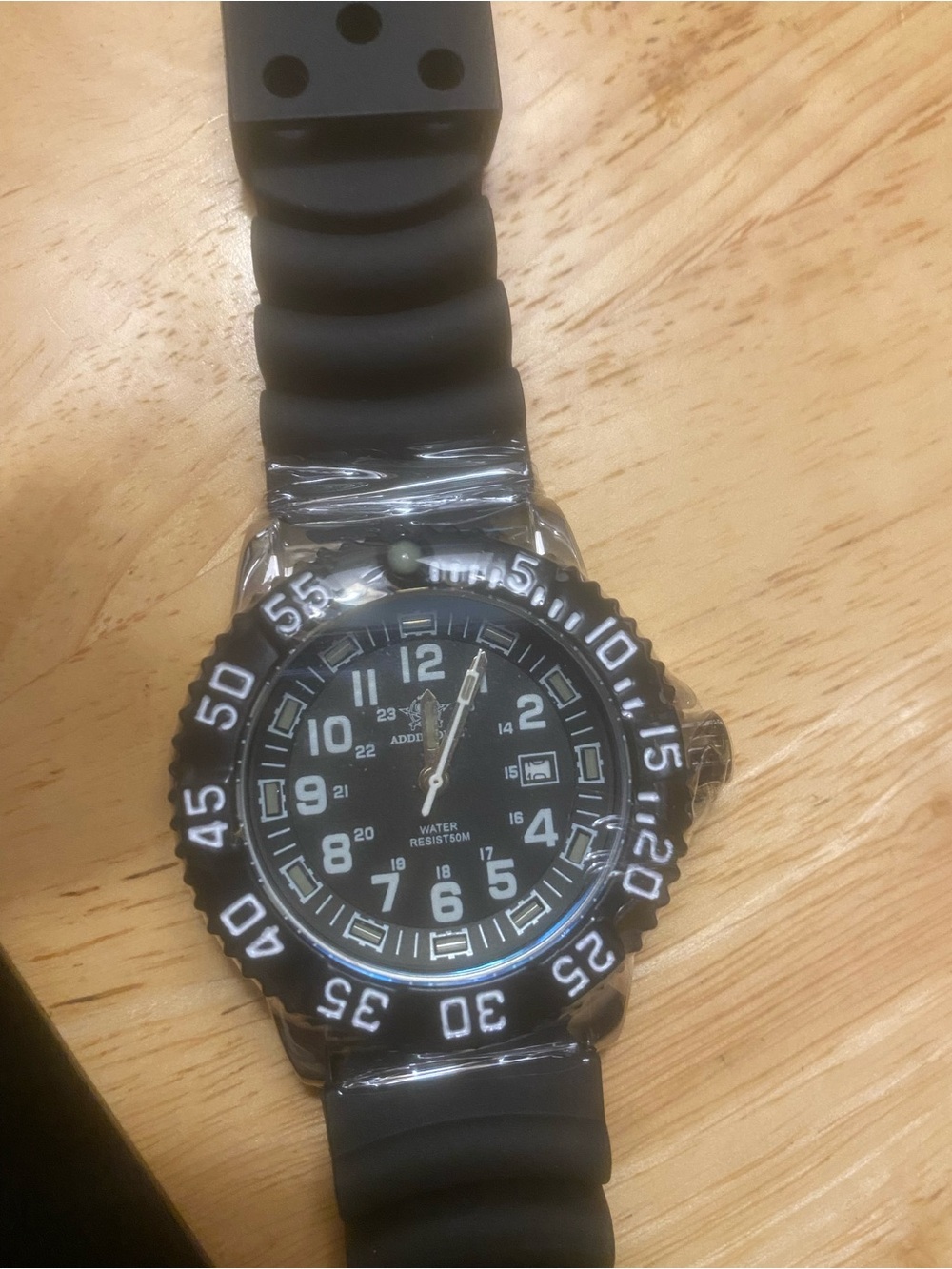 New Addiesdive Black Tactical Dive-Style Watch with White Markings